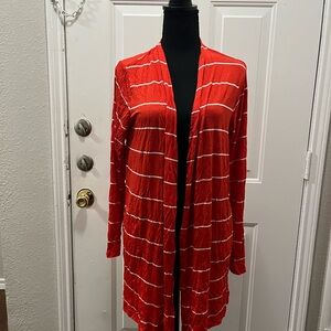 Lands' End Red and White Cardigan
